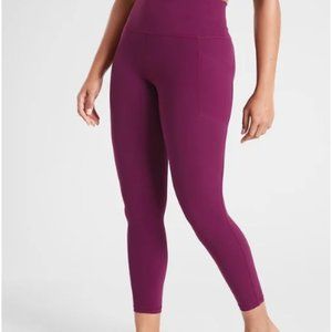 Athleta Ultimate Stash II Pocket 7/8 Tight M NWT Berry Color